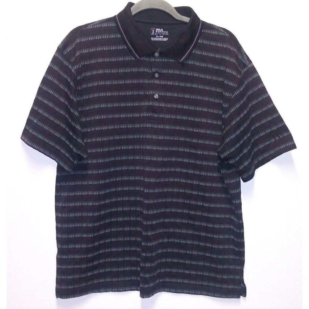 PGA Tour Golf Men's Polo Shirt Size XL black white striped textured short sleeve